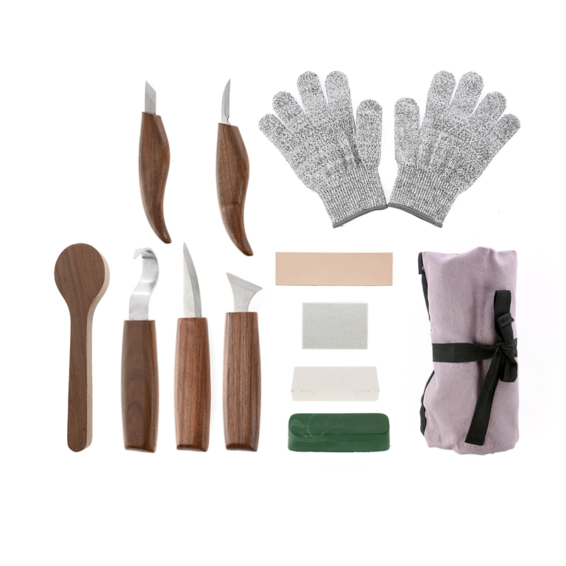Chisel Set Wood - 12 Parça Ceviz Krom Vanadyum Çelik