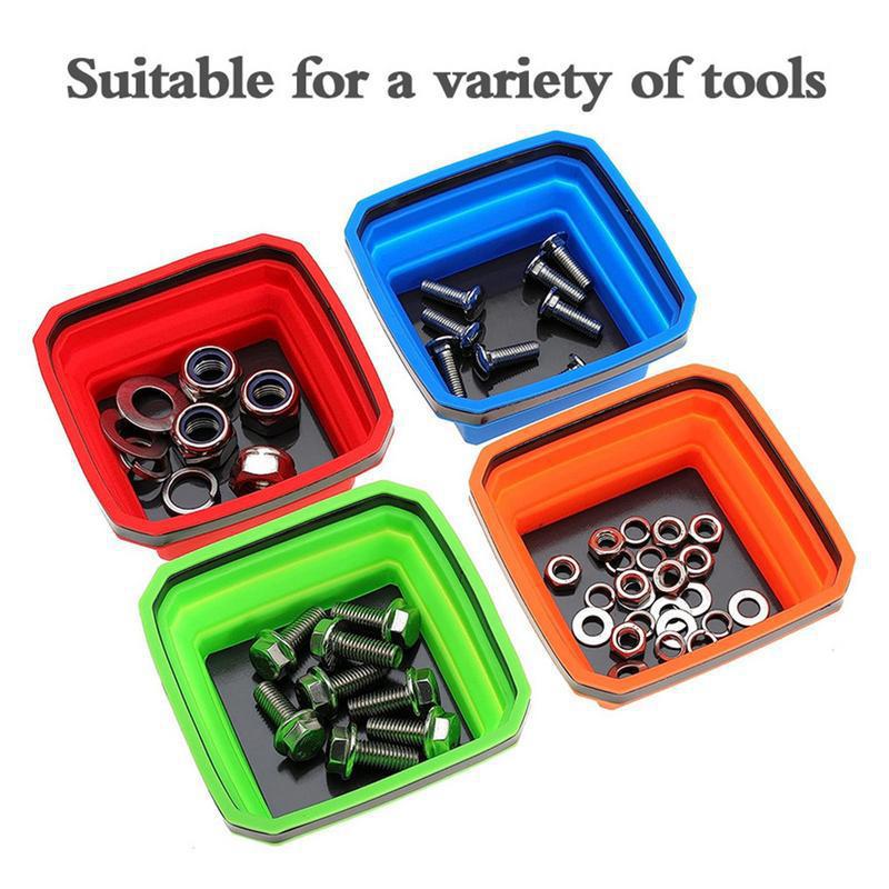 Magnetic Parts Tray - Renkli Kare Silikon Katlanabilir Manyetik Parça